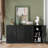 62" Wood Sideboard Cabinet with Adjustable Shelves Modern TV Stand for TVs up to 65" Four Door Credenza-2010826291