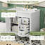 Meuble-lavabo moderne de 30 pouces, structure en bois massif et panneau de fibres à densité moyenne, 2 portes et 3 tiroirs, conception à fermeture en douceur, tablette ajustable en forme de U, lavabo en céramique, ensemble d'armoires de rangement pour salle de bain, conception moderne et élégante