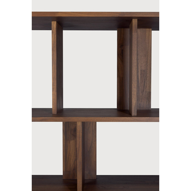 Irregular Solid Wood Geometric Bookcase, 45.5" H x 44" W x 14.5" D