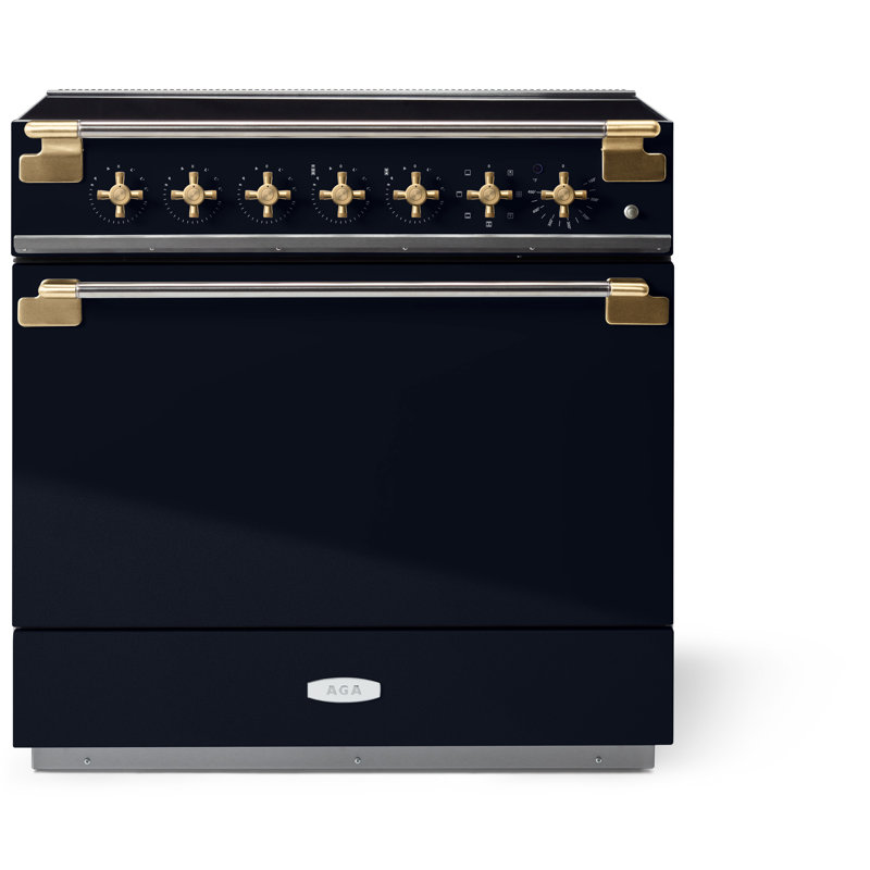 AGA Elise 36"W. 4.5 Cu.Ft. Freestanding Induction Convection Range with Antique Brass Trim, Gloss Black