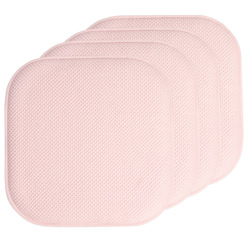 Honeycomb Non-Slip Indoor Chair Cushions, Pink, 4-Pack
