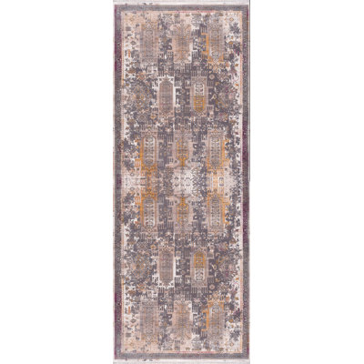 Tapis de couloir gris 30 po beige et orange Southwestern