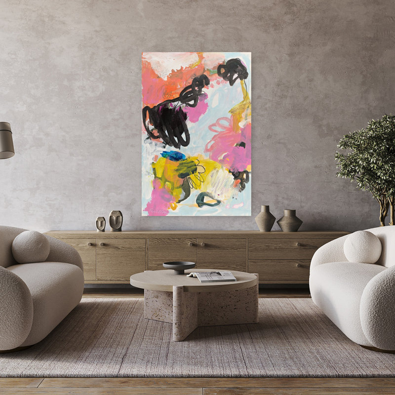 Art contemporain abstrait nature audacieux et coloré, H 48 po x l 32 po