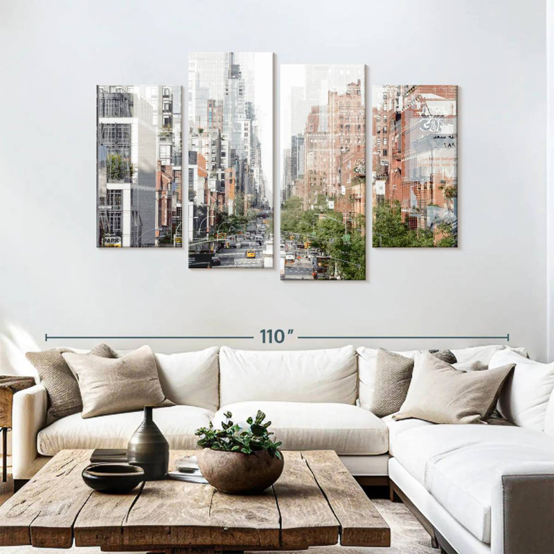 Abstraction urbaine de Sirci, bâtiments de Manhattan, H 54 po x l 84 po