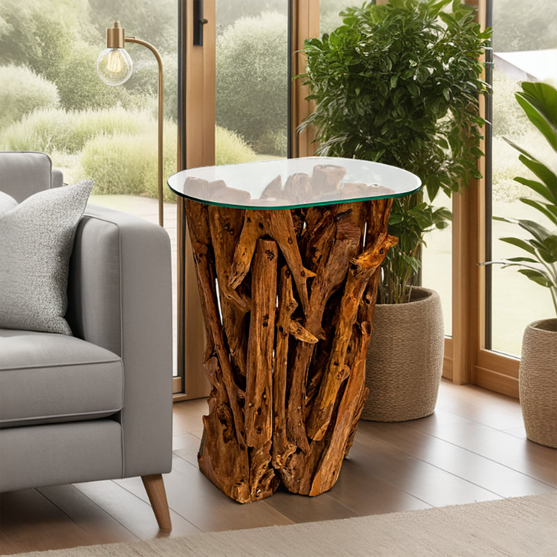 Aggelos Glass Top End Table
