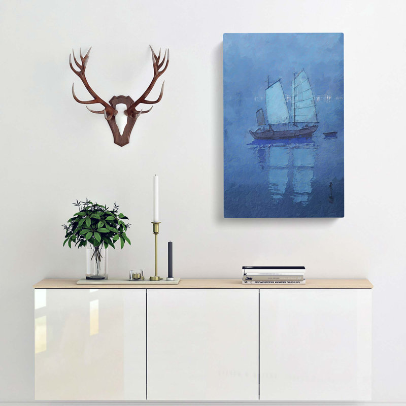 Sailing Boats At Night by Hiroshi Yoshida - Wrapped Canvas Print, 76cm H x 50cm W x 3cm D