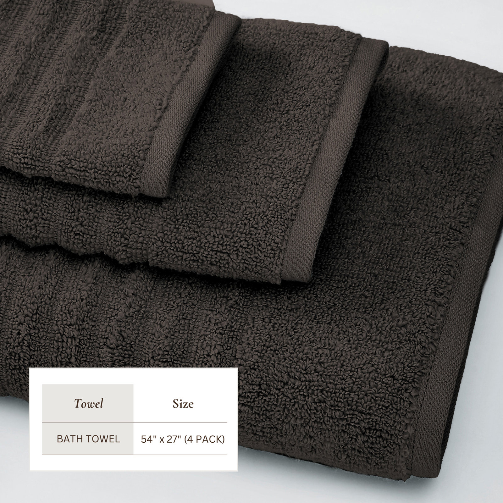 100% Zero-Twist Cotton Ribbed Hand Towels (Set of 6), Midnight Gray, Bath Towels - 4 Pack