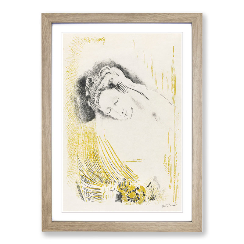 The Shulamite by Odilon Redon - Picture Frame Painting, 48cm H x 36cm W x 2cm D, Oak Framed