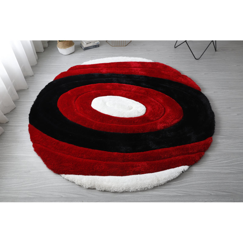 Tapis rouge / noir Thionville, Rond 7 pi