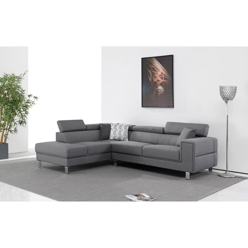 Canapé modulaire Derya, Gris clair, Orienté à gauche (vu de face)