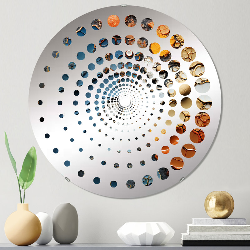 Mouvement fluide bleu et orange - Miroir décoratif à spirale MIR102531 C, 23,6 po x 23,6 po