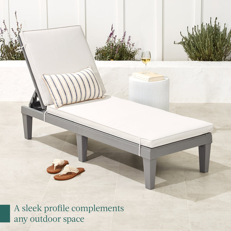 Jimaya Outdoor Single chaise with Cushions, White