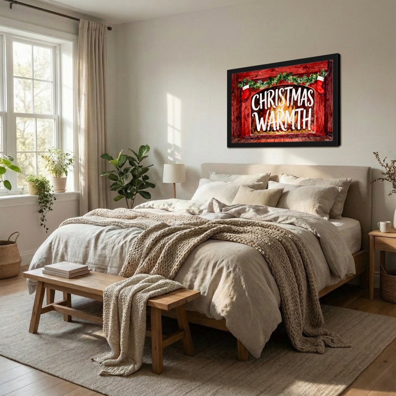 Décoration de cheminée de Noël avec chaleur et bas de Noël, H 24 po x l 36 po