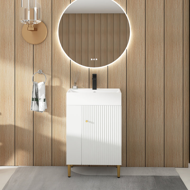 Meuble-lavabo simple autoportant de 22 po avec lavabo et rangement latéral