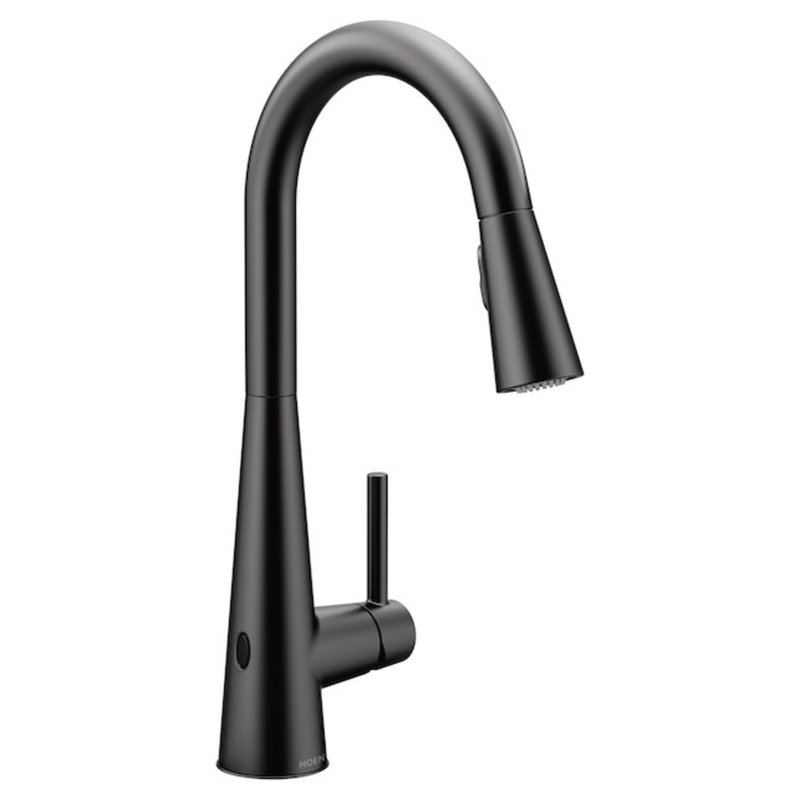 Sleek MotionSense Wave One-Handle High Arc Pulldown Kitchen Matte Black Faucet, Matte Black