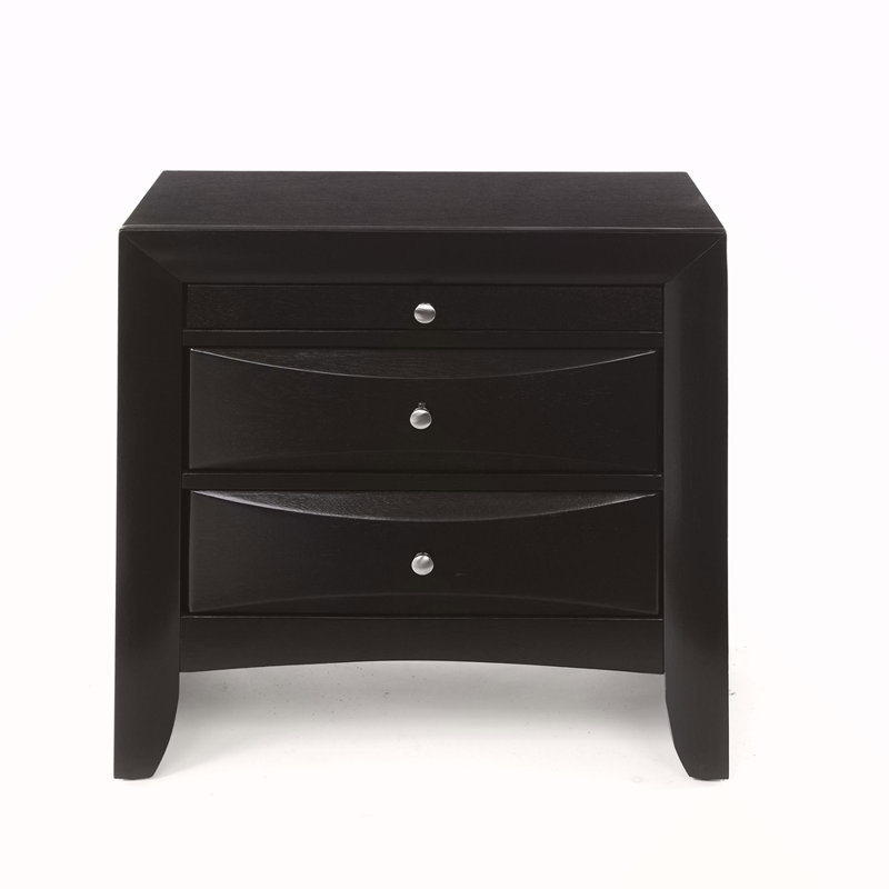 Black 2-Drawer Nightstand With Tray