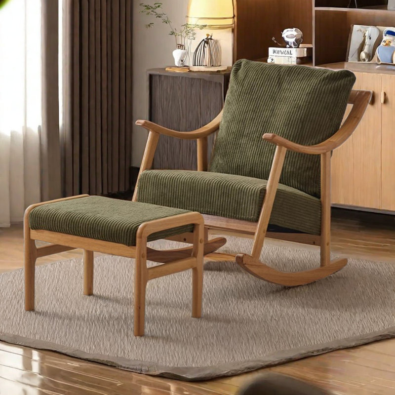 Chaise berçante en bois massif, Vert