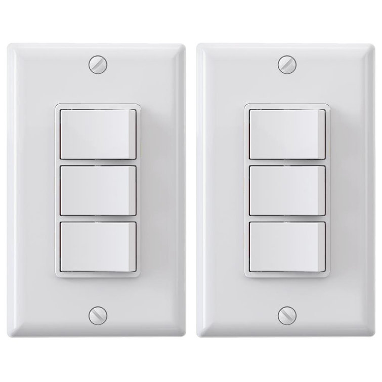 15A Three Rocker Switches Decorator Combination,Wall Plate Included (2-Pack)