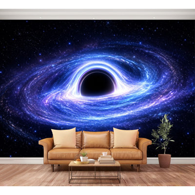 Wall Mural Peel and Stick Wallpaper Rings Universe Starry Minimal Art Style Black Hole Space Cosmos Self-Adhesive Removable Contact Paper Wall Decor for Living Room Bedroom 100"H x 144"W