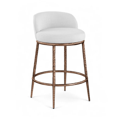 Ferro Hessle Linen Textured Performance Fabric Upholstered Counter Stool