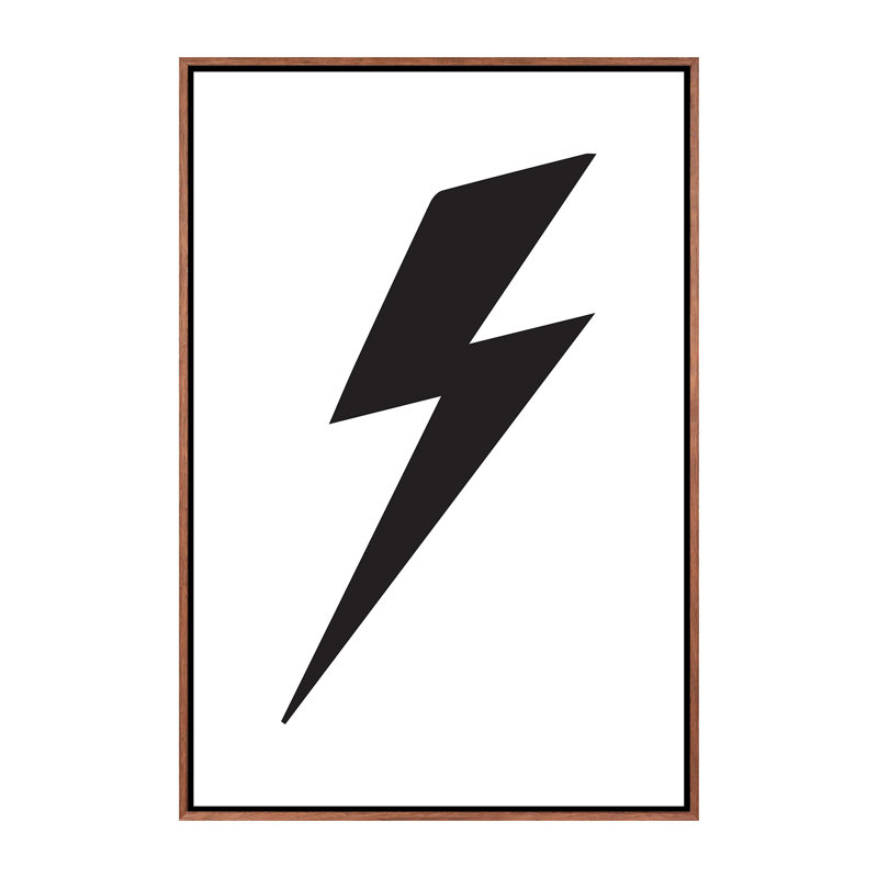 Lightning Bolt - impression d'art graphique, Toile avec cadre brun, H 60 po x l 40po x P 1,5 po, Pas de tapis