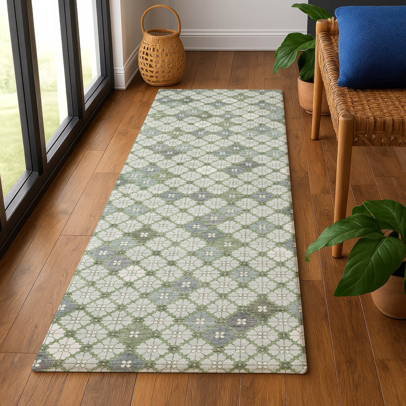 Premium Machine Washable Ashington AMF1837 Geometric Rug, Runner 2'3" x 7'6"