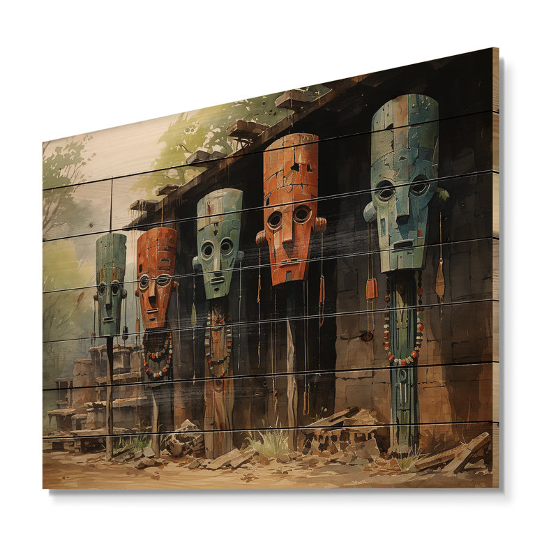 Lucianna, tribu africaine, masque Dogon II - impression sans cadre sur bois, H 24 po x l 32 po x P 0,78 po
