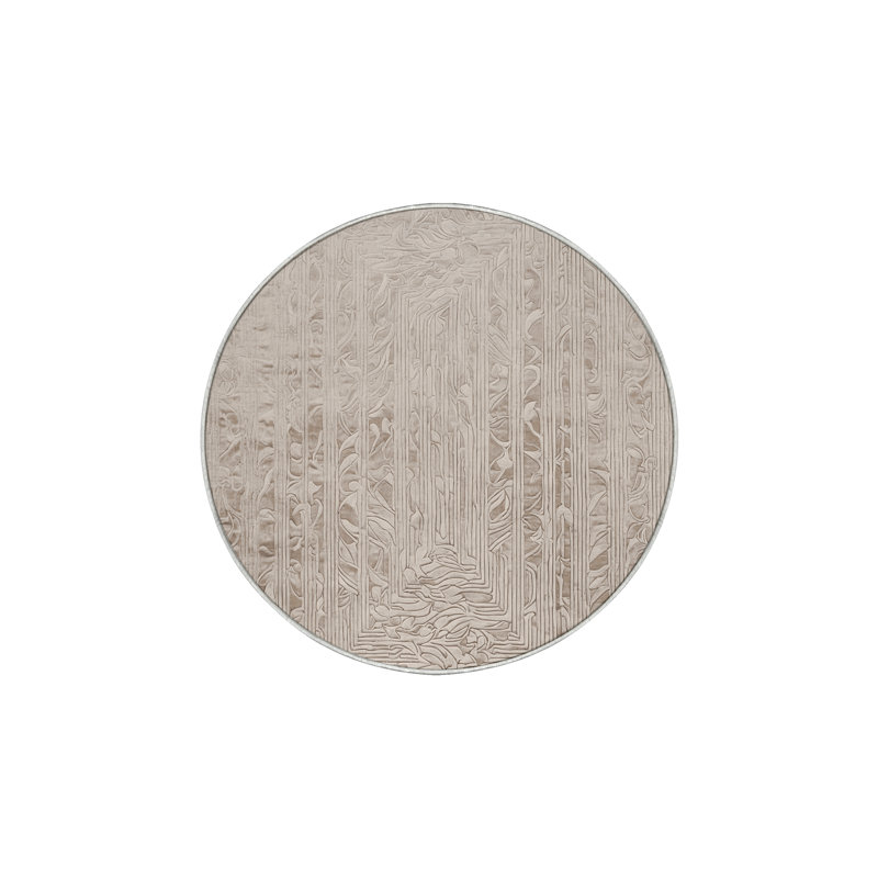 Machine Washable Beige Area Rug, Round 3'