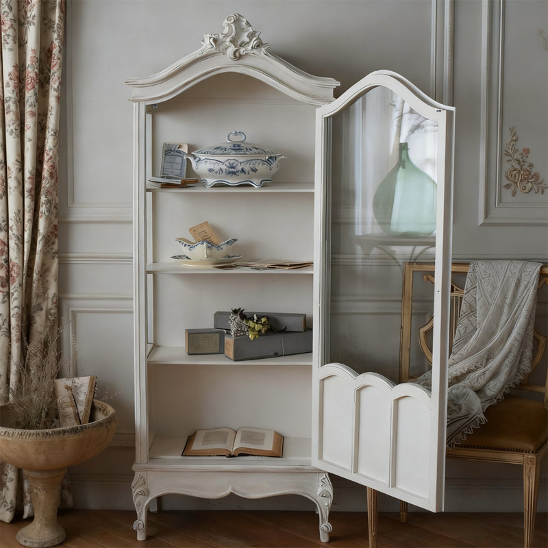 Bois blanc massif + vitrines en verre
