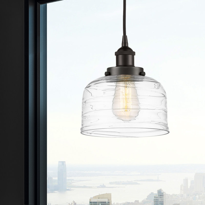 Luminaire suspendu en forme de cloche à 1 lumière Buckhall, H 9,5 po x l 8 po x P 8 po, Bronze huilé