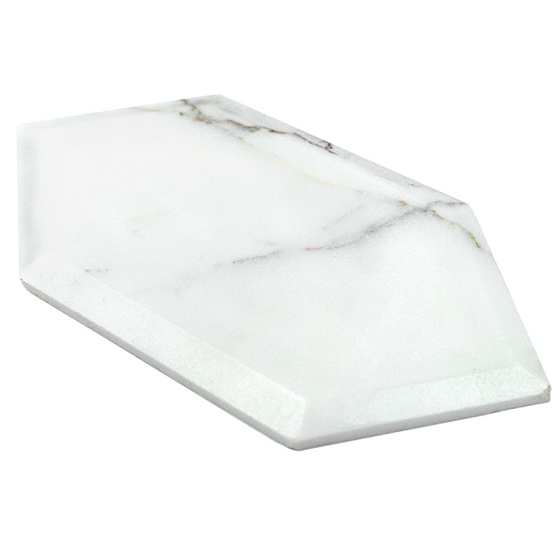 Calacatta 4x8 Beveled Hexagon Polished Marble Tile