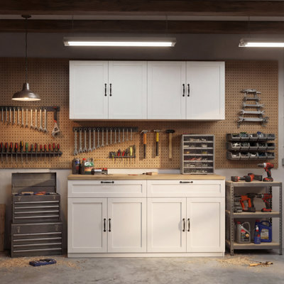 63"W Garage Storage Cabinet Set With Upper & Lower Units