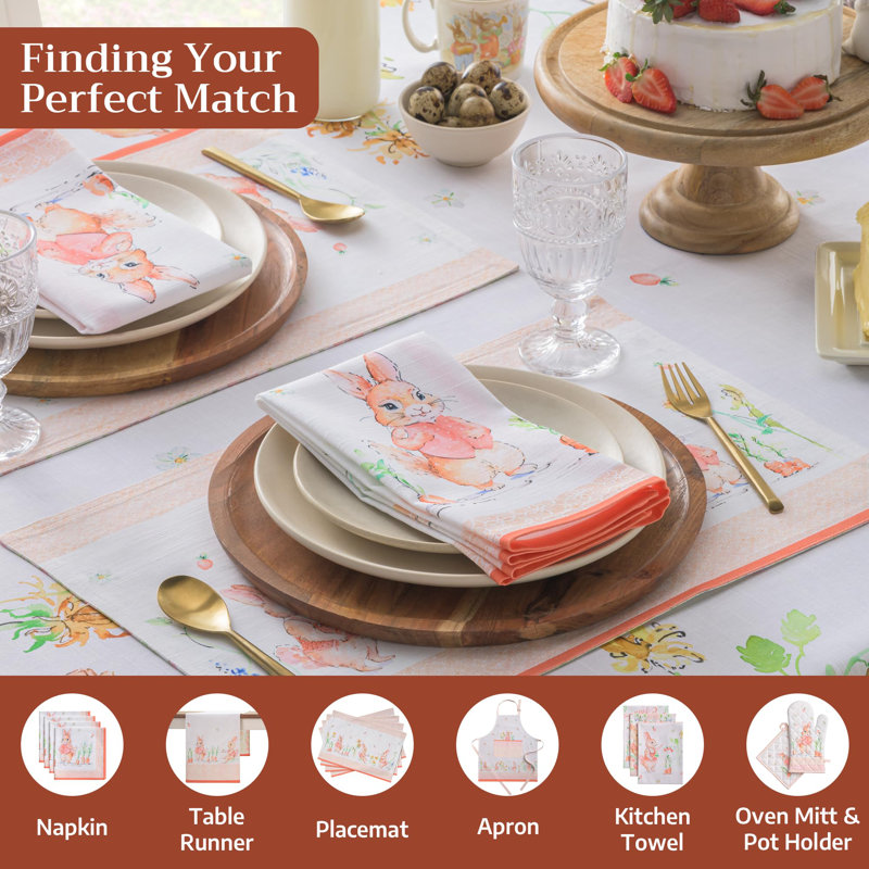 Maison d' Hermine Table Cloth Rectangle Table 100% Cotton 54 x 72 Inches Tablecloth Reusable Decorative for Dining Room Farmhouse Home Valentines Day Decorations Spring Summer - Bunny Party
