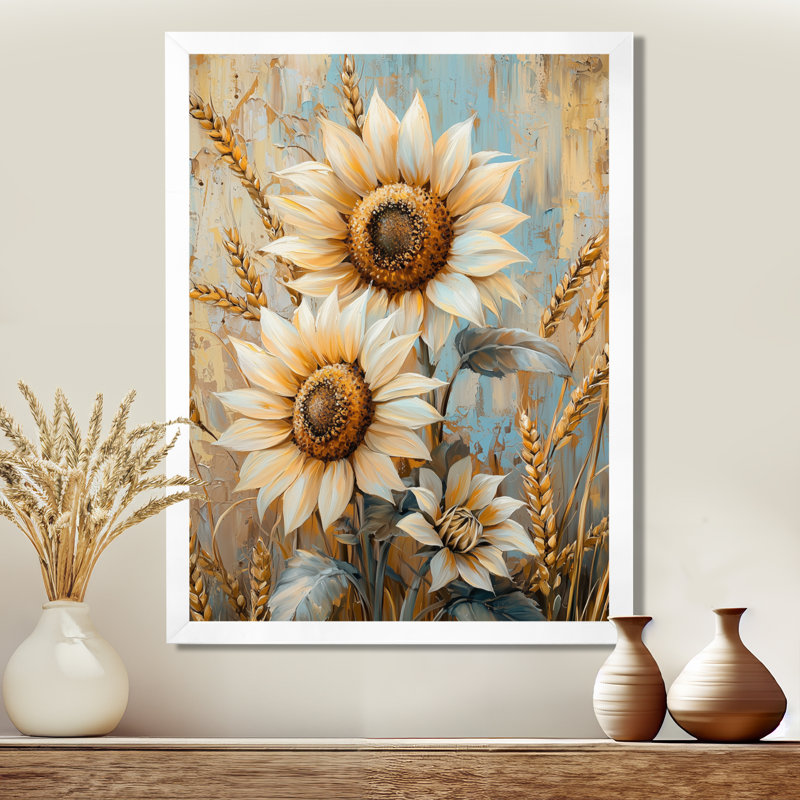 Domonike - Floral Wall Decor, H 20 po x l 12 po, Reproduction encadrée d'une seule photo, Blanc