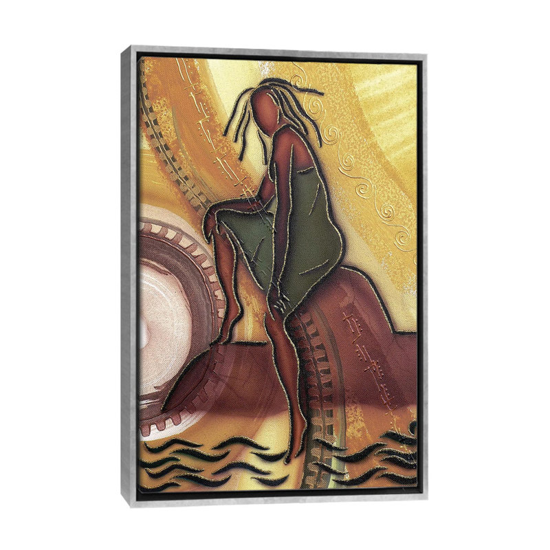 « By the Water » par Fred Odle-impression, Pas de tapis, H 26 po x l 18 po x 1,5 po, Toile avec cadre argenté