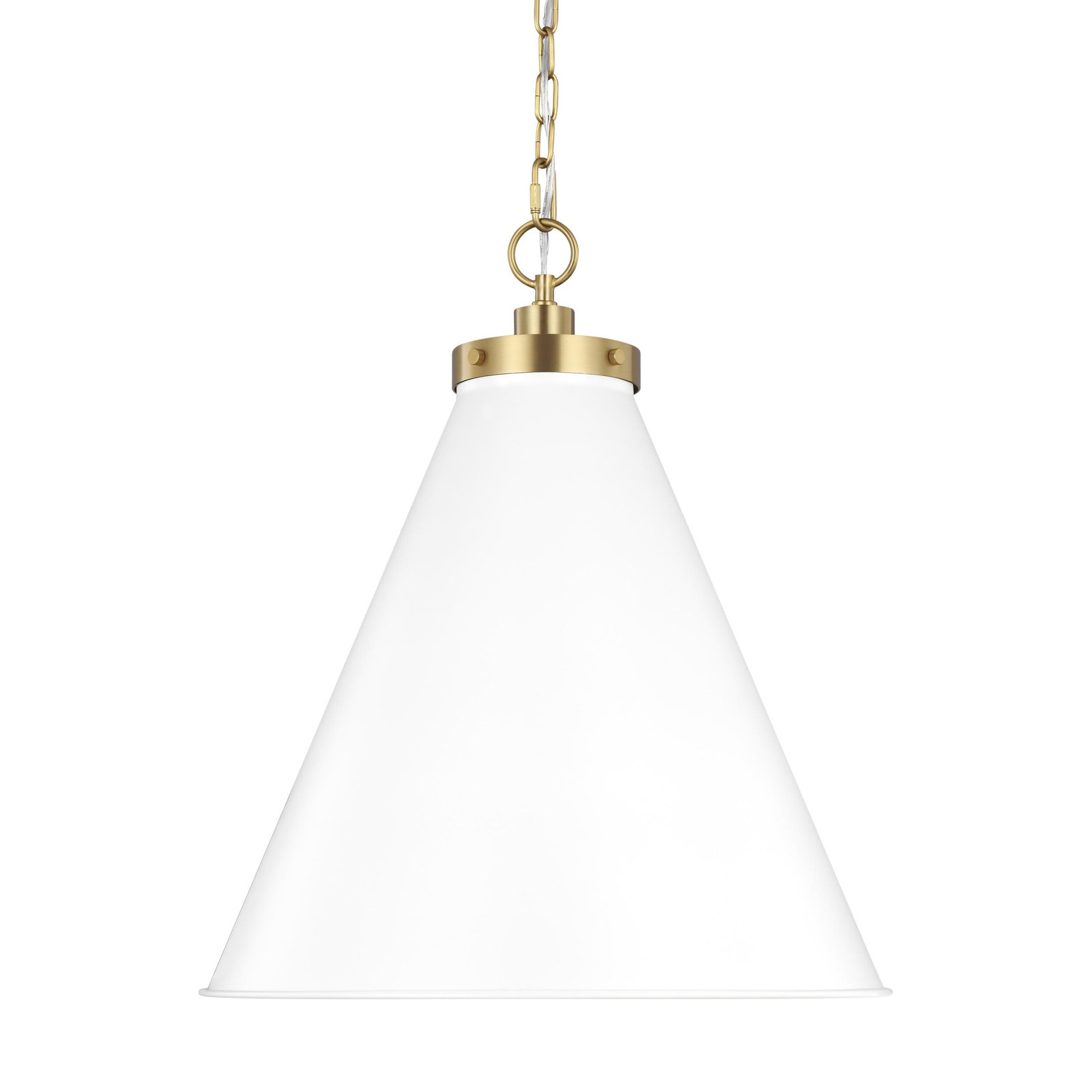 Arnell Single Light Metal Dimmable Pendant, Burnished Brass, Matte White, 22.625" H x 19.5" W x 19.5" D