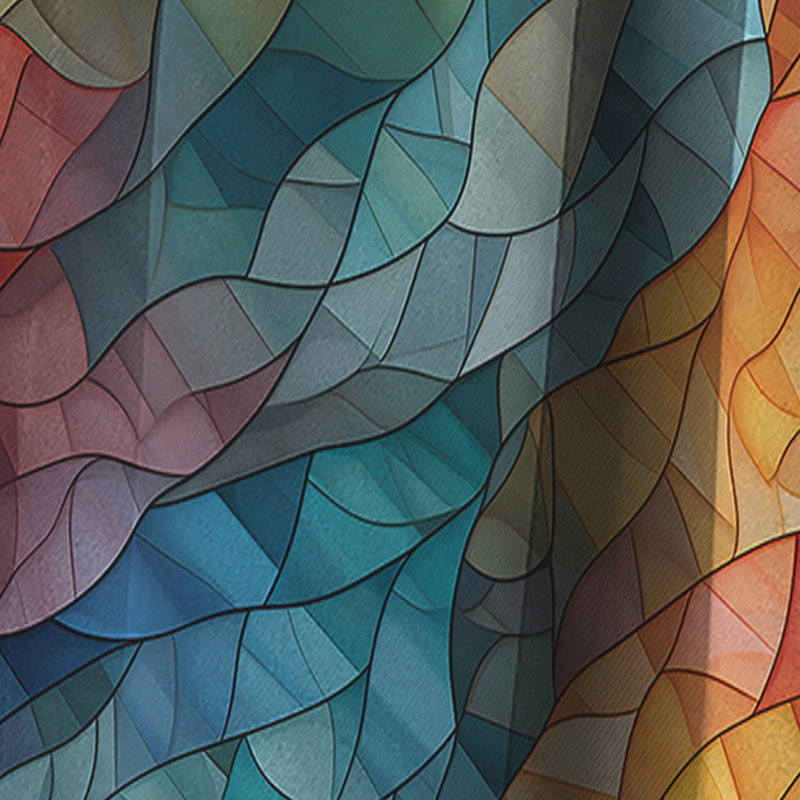 Mosaïque de verre multicolore - Rideau abstrait - Rideau occultant à formes géométriques - 1 panneau, L 52 po x L 84 po