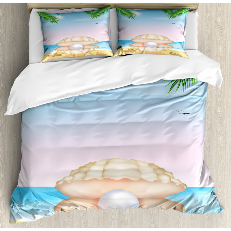 Coastal Polyester Duvet Cover, Queen Duvet Cover + 2 Pillow Shams