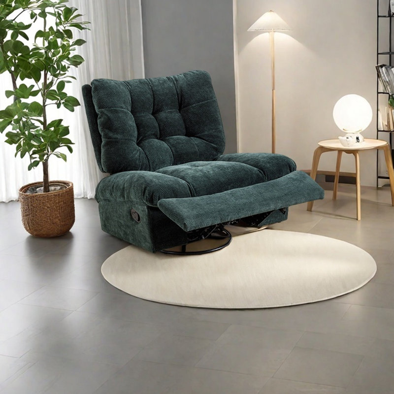 Tufted recliner in light luxury style, Dark Green Chenille