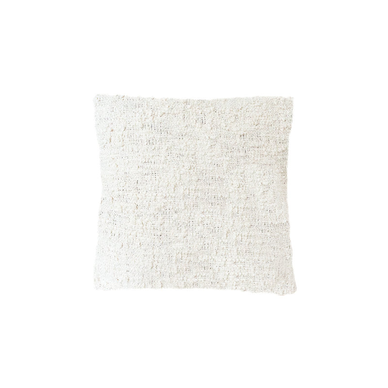 Ivory Woven Linen 20" Throw Pillow with Feather Down Fill