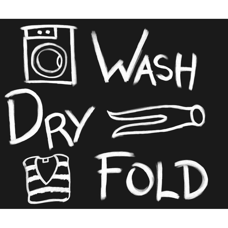 Wash Dry Fold - Textual Art Print, 81cm H x 122cm W, Wrapped Canvas