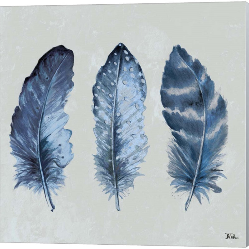 «Indigo Feathers» par Patricia Pinto, art sur toile (ensemble de 2)