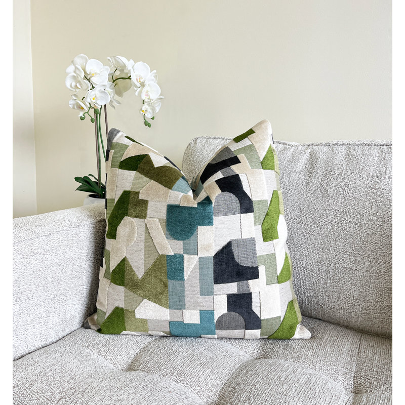 Housse de coussin Geodream, Vert géométrique, H 22 po x l 22 po