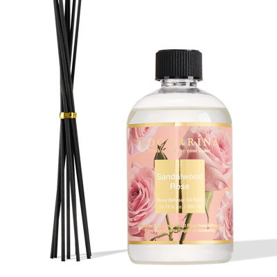 Sandalwood Rose 17 fl oz Reed Diffuser Refill Set with Reed Sticks, Home Fragrance for Bedroom Bathroom Office