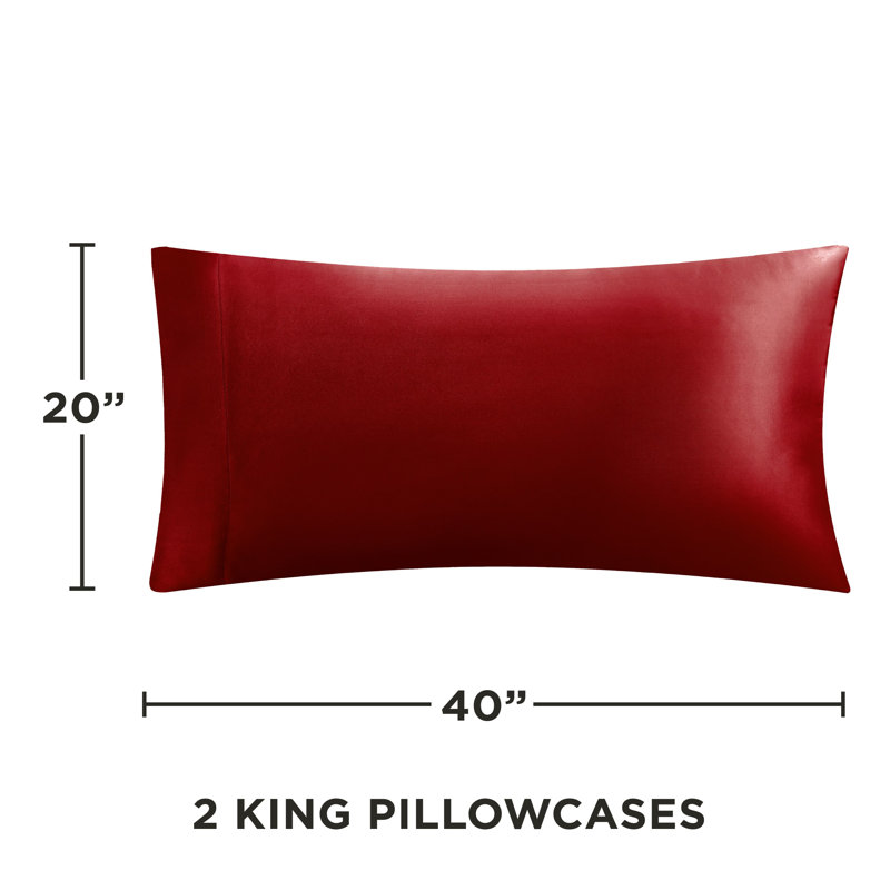 Juicy Couture Premium Silky Satin Sheet Sets, King Sheet Set with 2 Pillowcases, Red