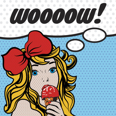Pop Art Woman Woooow! by GalAmar - Wrapped Canvas Print