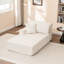 Chaise longue avec accoudoir droit, fabrication entièrement en mousse, mousse haute résilience, sans assemblage, structure beige, velours côtelé, s'adapte à tous les espaces