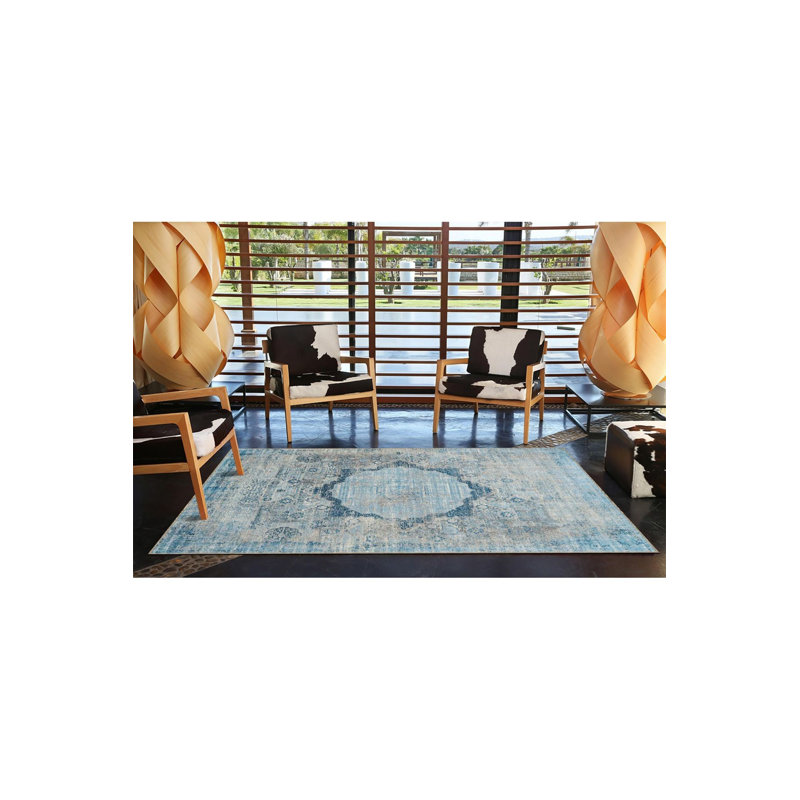 Tapis tissé étoile bleu, Sous-tapis rectangulaire de 3 pi 3 po x 4 pi 11 po
