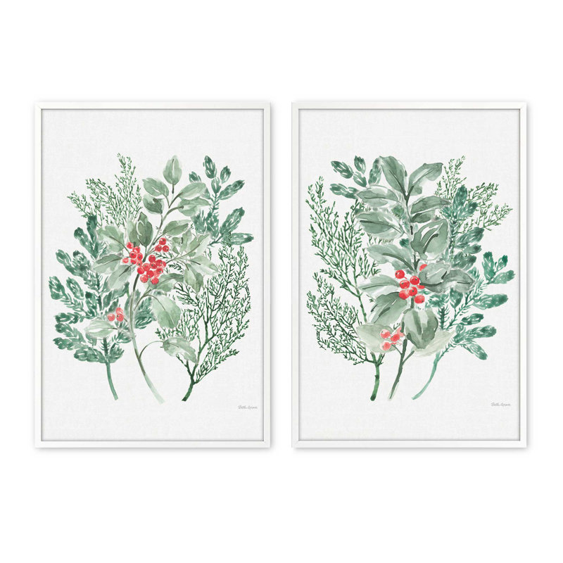 Ensemble de 2 estampes Silent Pines, 16 po x 12 po, Blanc opaque