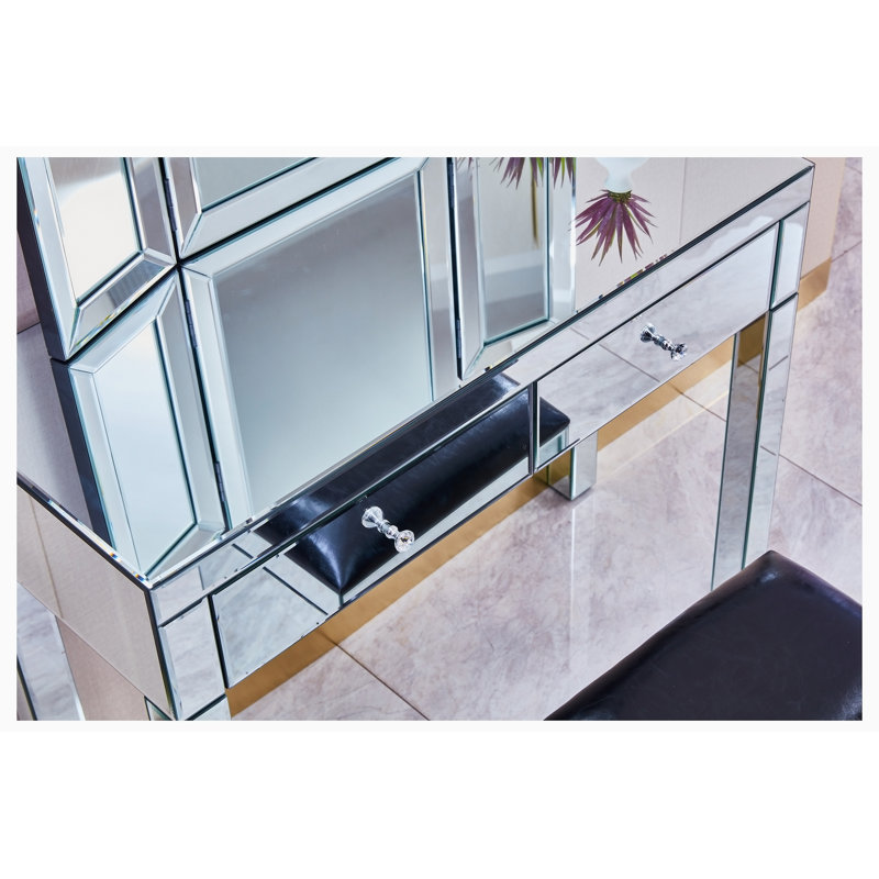 Mirror Desktop Dressing Table, 2 Drawer Dressing Table, without Mirror and Stool